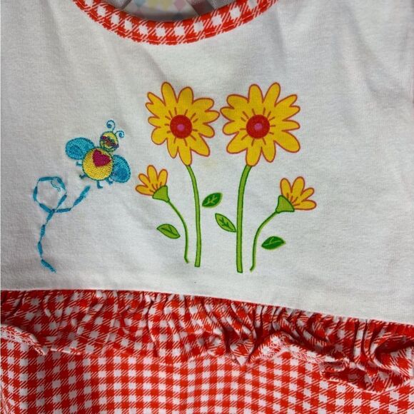 Checkered orange and white Romper 6-12 months - Picture 3 of 4